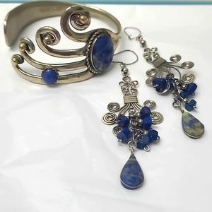 Set Antique Lazuly Fork Bracelets.  Made in England. Nickel/Silver